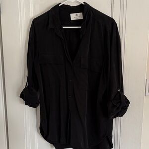 Aritzia Babaton Black Button-Up Utility Shirt